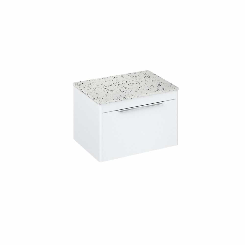 Shoreditch 65cm single drawer Matt White with Ice Blue Worktop